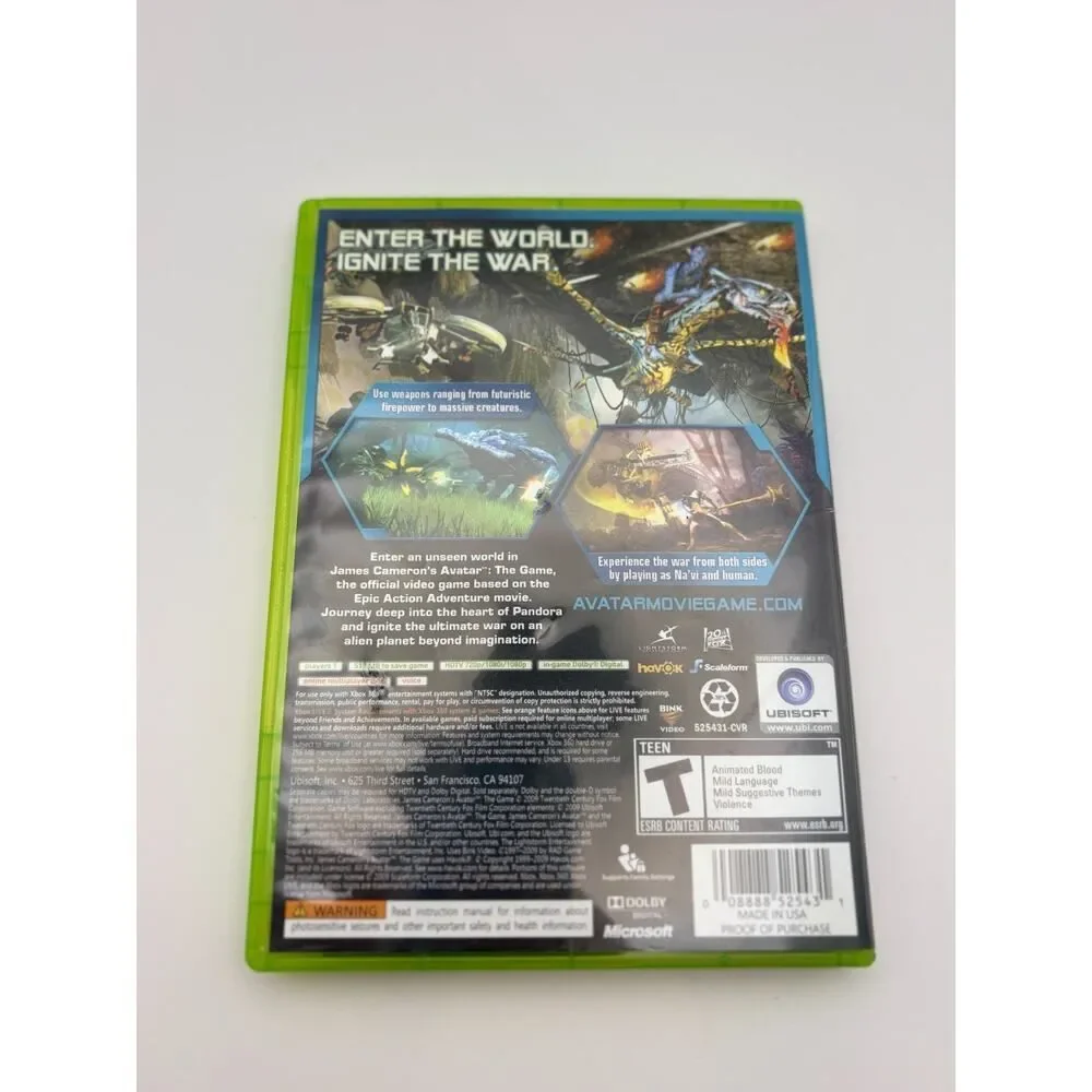 James Cameron's Avatar: The Game (Xbox 360, 2009) CIB Complete in Box w/ Manual